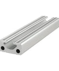 Close-up of 10 Series T Slotted Aluminum Extrusion 1 Inch By 0.5 Inch For DIY Linear Rail And Guide Setups, 6063 T6 Aluminum With Clear Anodize