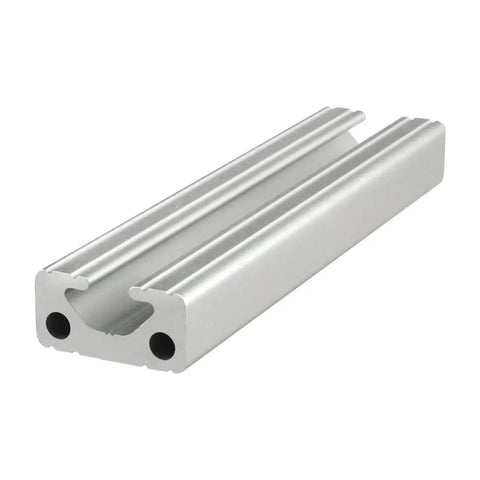 Close-up of 10 Series T Slotted Aluminum Extrusion 1 Inch By 0.5 Inch For DIY Linear Rail And Guide Setups, 6063 T6 Aluminum With Clear Anodize