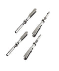 Beefy Four Piece Metal Clevis Set For RC Airplanes With Connecting Rods Push Rod Shafts And Nuts M3 Thread Durable DIY Fixed Wing Parts For Model Planes And Aircraft Linkage Accessories, showing complete metal hardware.