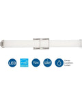 Phase 2.2 LED Bath Vanity Light With White Acrylic Shade Modern Brushed Nickel Finish 36 Inch Dimmable Sleek Powder Room Fixture For That Fresh Dope Modern Vibe shown with warranty icons and specs like LED, damp location listed, and Energy Star.