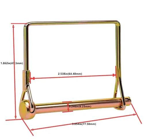 Ten Pack One Quarter Inch Wire Lock Pins For Trailer Couplers And Hitch Pins Heavy Duty Safety Shaft Locking Pins For Farm Trailers Wagons Lawn Garden Square Gold Finish