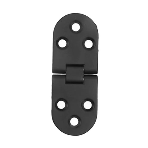 4 Pack Zinc Alloy Round Edge Hinges Set For Furniture And Sewing Tables, flush close folding hardware, top view, black finish