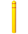 Heavy Duty Bollard Covers For 8 Inch Poles 57 Inches Tall High Density Polyethylene Safety Sleeve in bright yellow color.
