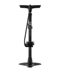 Crankbrothers Gem floor pump, front view, black with stamped base