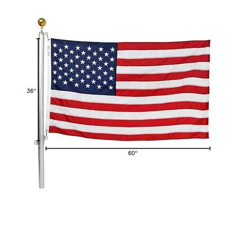 American flag on Defender Inground Flag Pole Kit Built Tough For Outdoors With Winds Up To 130 MPH Dual Flag Pole Holder