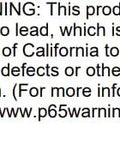 Warning label for lead exposure on Rock Solid Lead Free Brass Pressure Relief Valve With 100 Psi Cold Water Safety Shield.