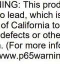 Warning label with yellow caution triangle and lead exposure text on white background.