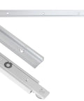 Tough As Nails Aluminum T Track With Double Cut Profile and Predrilled Mounting Holes For Woodworking Jigs and Fixtures, close-up of slot rails.