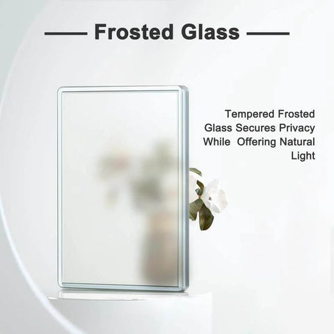 30 By 80 Inch Slab Door, Five Lite Tempered Frosted Glass Interior Door With MDF Core And Water Resistant PVC Surface, French Style For Bathroom