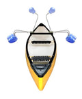 32 Inch Canoe Outriggers Floats Kit With Adjustable Stabilizers For Kayak And Fishing, shown on yellow canoe, top view