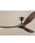 Slick Retro Ceiling Fan Featuring Solid Wood Blades Silent Dc Motor Wireless Remote Control And Warm Ambient Lighting from below, showcasing elegant design.