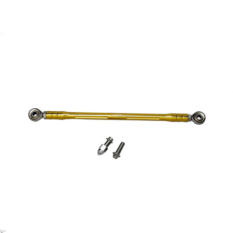 Gold CNC Aluminum Clutch Shift Linkage Rod For Harley Davidson FL Softail And Touring Models Adjustable Bolts 6061 T6 Anodized Finish Fits 86 And Up Ready To Install, with bolts