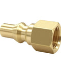 Brass quarter inch quick connect to 1-20 male cylinder thread propane adapter fitting for 1 pound bottle ideal for RV camper portable grill and stove.