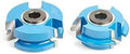 Set of blue Carbide Tipped Three Wing Stile And Rail Flooring Cutter Set with nail slot for tongue and groove flooring