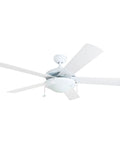 52 Inch Modern LED Ceiling Fan With Light, Pull Chain, Dual Mounting Options, Reversible Motor, Dual Finish Blades, White Finish For Medium To Large Rooms Up To 400 Sq Ft