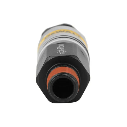 Close-up of High Flow Male Coupler With 6 Ball Push Connect For Quick Release, 1/4 In MNPT Inlet, lightweight aluminum body