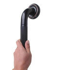 Heavy Duty 12 Inch Textured Grab Bar For Bathtub And Shower With Oil Rubbed Bronze Finish, held in hand, non-slip grip.