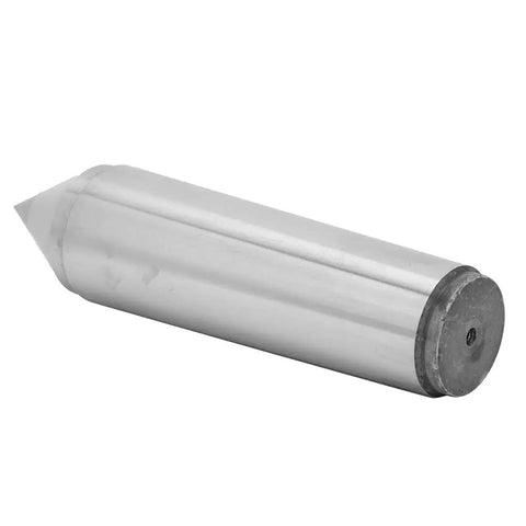MT5 F118 Morse Taper Dead Center With Tungsten Carbide Tip And 60 Degree Point Angle For Wood And Metal Machining, angled view.
