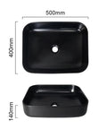 USZWBY Vessel Sinks Modern Simple Household Black Wash Basin Ceramic Above Counter dimensions 500mm x 400mm x 140mm