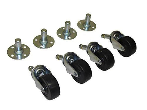 Plug Caster Set Black And Silver 2 Inch Wheel With 1.50 Inch Stem Length And 0.44 Inch Stem Diameter 2.50 Inch Overall Height