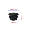 Thirty Pcs Black Plastic Hole Plugs For Cabinet And Screw Holes, 13 Mm Bottom Diameter, cap 17 Mm, side view, dimensions shown
