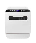 Hassle Free Countertop Dishwasher Plug And Play Installation Free Automatic Mini Washer Dryer Killer Sanitization Spacious Storage front view with digital display.