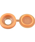 100 Pcs Hinged Screw Cover Caps Waterproof Plastic Siamese Screw Cap Hole Covers For Phillips Screws Head Cabinet Decoration Tapping Screw Cover 5mm Orange Quick And Easy Install showing single cap