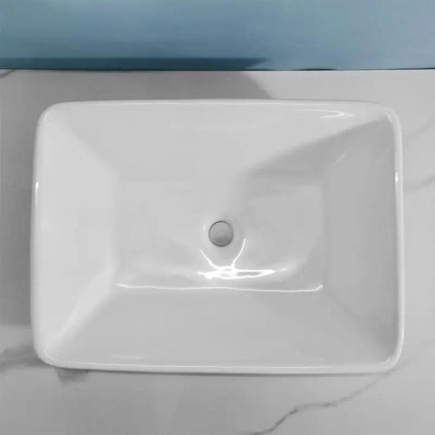 Top view of the USZWBY Vessel Sinks Modern Minimalist Art Wash Basin, large size ceramic above counter square sink.