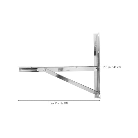 Stainless Steel Outdoor Air Conditioner Bracket 1 Pair Heavy Duty Weatherproof Wall Mount side view with dimensions.