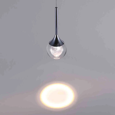 Lit Globe Crystal Pendant Light With 5W LED Dimmable Stepless Brightness Modern Hanging Fixture Chrome Finish Model D1030-1