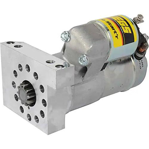 Gritty Lightweight Mini Starter Built For Small Block And Big Block Chevy Motors With Zero Fuss Straight Bolt On Mount, side view.