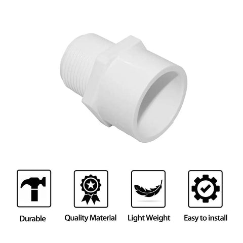 One Half Inch PVC Pipe Fitting Adapter Union Coupling Schedule 40 Slip Socket To NPT Male Thread Pack Of 10