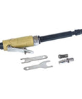 Pneumatic Die Grinder With Extended Shaft For Crevice Work Built Tough Aluminum Body A Lightweight Heavy Hitter, includes accessories.