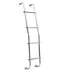 Aluminum 4 Step Van Ladder With Hook Over Rear Door Mount Fits Chevy GMC Dodge Vans 250 LB Capacity Made In USA Heavy Duty Built To Last Non Slip Grooved Steps No Welds Easy Install front view