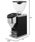 Rock Solid Dual Boiler Espresso Machine Bundle With Precision Grinder And Pid Temp Control To Craft Smooth Barista Drinks Without Any Stress. Precision grinder in sleek black finish, 15 inches tall, 5.25 inches wide.