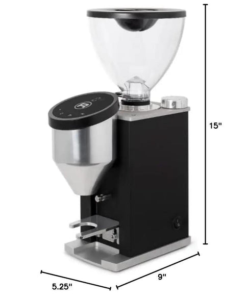 Rock Solid Dual Boiler Espresso Machine Bundle With Precision Grinder And Pid Temp Control To Craft Smooth Barista Drinks Without Any Stress. Precision grinder in sleek black finish, 15 inches tall, 5.25 inches wide.