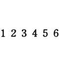Slick Self Inking Number Stamp With Six Sequential Bands And One Half Inch Base Designed For Five Thirty Two Inch Digit Printing Using Reliable Black Ink For No Sweat Paperwork Management showing numbers 1 to 6 in black.