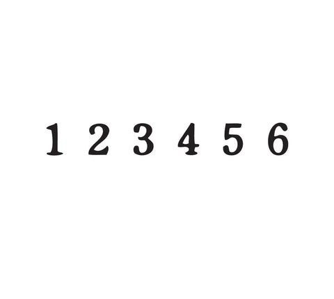 Slick Self Inking Number Stamp With Six Sequential Bands And One Half Inch Base Designed For Five Thirty Two Inch Digit Printing Using Reliable Black Ink For No Sweat Paperwork Management showing numbers 1 to 6 in black.
