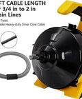 Professional Grade 30 Ft Electric Drain Auger With Auto Feed Snake And Foot Switch Heavy Duty Plumbing Machine front view of heavy-duty cable.