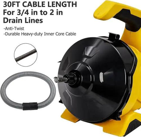 Kick Butt Automatic Electric Drain Cleaner With 30 Foot Cable And Air Activated Foot Switch for 3/4 to 2 inch drain lines cable.