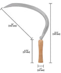 14 Inch Serrated Curved Blade Landscape Scythe With Wooden Handle For Easy Weeding And Lawn Care Carbon Steel Blade Built For Tough Garden Jobs