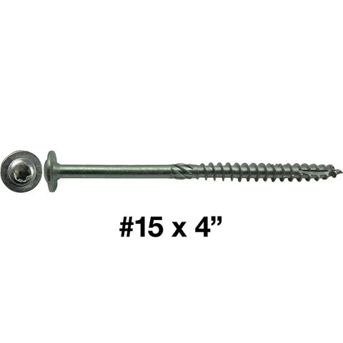 Built Tough Heavy Duty Stainless Steel Lag Screws 15 x 4 Torx T30 with modified truss washer head, side view