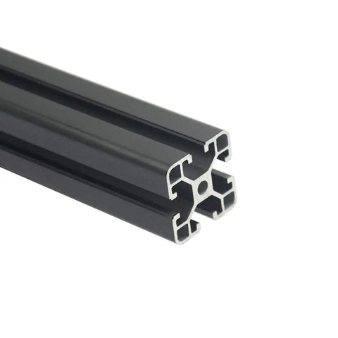 Two Pack 400mm 4040 T Slot Aluminum Extrusion Black Anodized European Standard For DIY Three Dimensional Printer And CNC Machines Built Tough With High Precision 6063T5 Aluminum Profile close-up of cross section