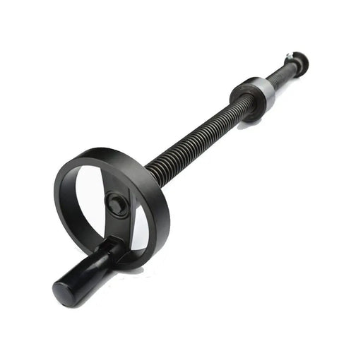 Trapezoidal Lead Screw Set With Hand Wheel And Crank, 100 Millimeter Hand Wheel Diameter, visible from angled view.