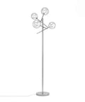 Sputnik 4 Light Floor Lamp with Smoky Grey Glass Globes, Chrome Finish, Dope Modern Silver Chandelier Style Floor Light for Living Room