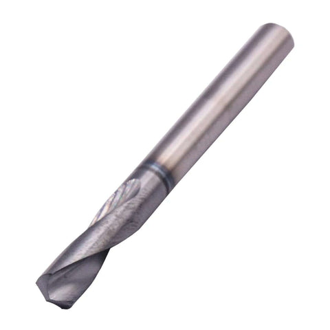 Solid carbide spotting drill bit, 3/16 in shank, AlTiN coated, 2-flute, 120-degree point, 2 in overall length