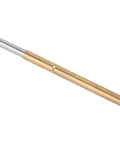 Top Shelf 100 Piece Round Spring Pogo Pin Set With Heat Resistant Brass Plunger And Durable Stainless Steel Coil close-up view of brass pin.