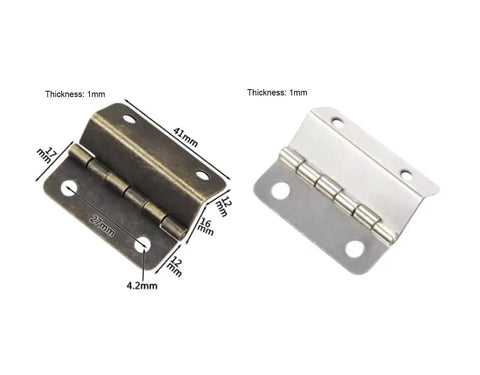 Heavy Duty Vintage Cabinet Hinges Set With Iron Metal Hinges And Screws for cabinets, dressers, boxes, and suitcases, thickness 1mm.