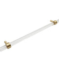 Brushed Brass And Clear Acrylic Cabinet Pulls, Modern T Bar Design, 11.2 Inch Total Length, 9 Inch Hole Center, 14mm Handle Diameter