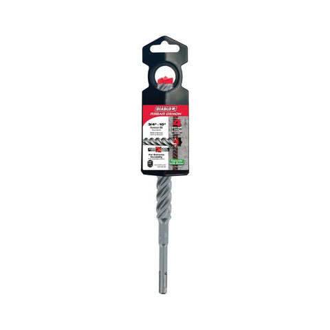 Diablo Rebar Demon SDS-Plus 4-cutter hammer drill bit, carbide head, 3/4 in dia × 10 in length for concrete